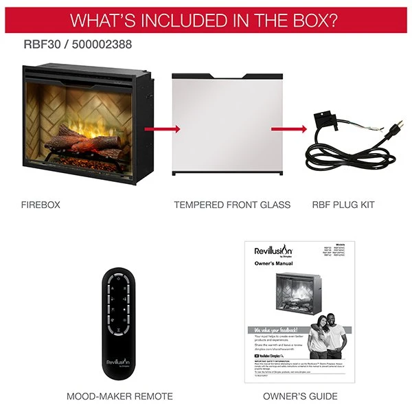 30" Dimplex Revillusion Herringbone With Glass Fireplace 7 30" Dimplex Revillusion Herringbone With Glass Fireplace - Image 7