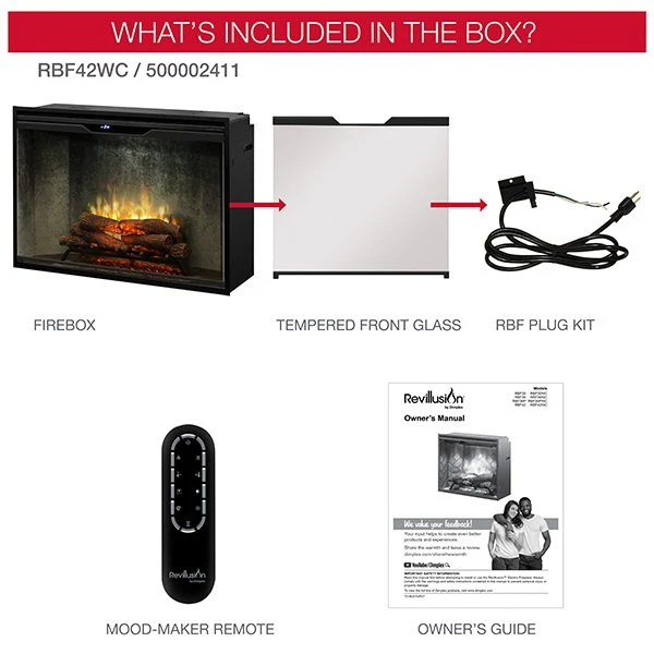 42" Dimplex Revillusion Weathered Concrete With Front Glass Fireplace 7 42" Dimplex Revillusion Weathered Concrete With Front Glass Fireplace - Image 7