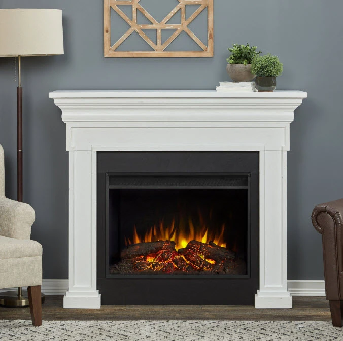 55" Emerson Real Flame White Electric Fireplace 1 55" Emerson Real Flame White Electric Fireplace