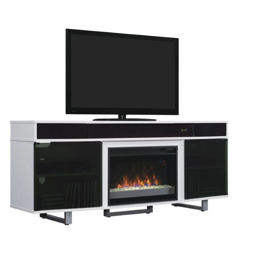 72" Enterprise High Gloss White Crystal Bed TV Stand Infrared Electric Fireplace 1 72" Enterprise High Gloss White Crystal Bed TV Stand Infrared Electric Fireplace