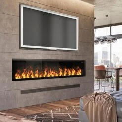 86" Dimplex Opti-Myst® Linear Electric Fireplace With Acrylic Ice And Driftwood Media
