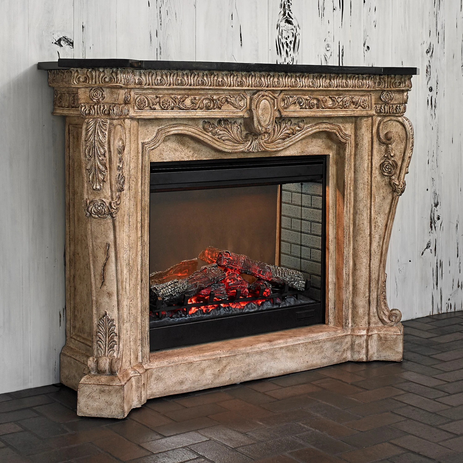 61" Ambella Home Floral Electric Fireplace - 01129-400-061 1 61" Ambella Home Floral Electric Fireplace - 01129-400-061
