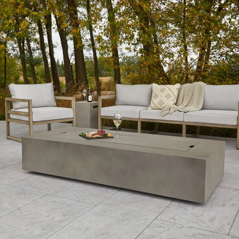 70" Aegean Mist Gray Large Rectangle Fire Table W/ Conversion Kit 2 70" Aegean Mist Gray Large Rectangle Fire Table W/ Conversion Kit - Image 2