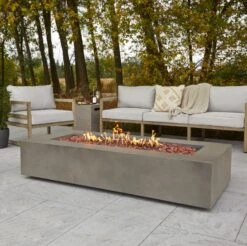 70" Aegean Mist Gray Large Rectangle Fire Table W/ Conversion Kit