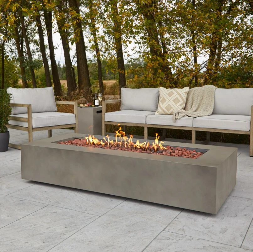 70" Aegean Mist Gray Large Rectangle Fire Table W/ Conversion Kit 1 70" Aegean Mist Gray Large Rectangle Fire Table W/ Conversion Kit