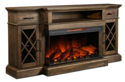 70" Hamilton Prairie Brown TV Stand Infrared Electric Fireplace
