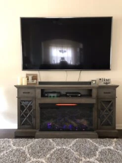 70" Hamilton Weathered Gray TV Stand Infrared Electric Fireplace -Dimplex Shop hamilton customer picture