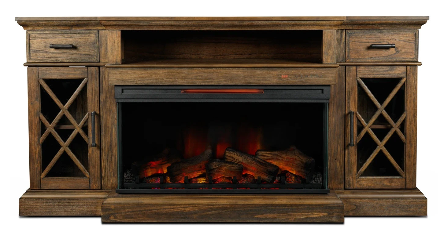 70" Hamilton Prairie Brown TV Stand Infrared Electric Fireplace 2 70" Hamilton Prairie Brown TV Stand Infrared Electric Fireplace - Image 2