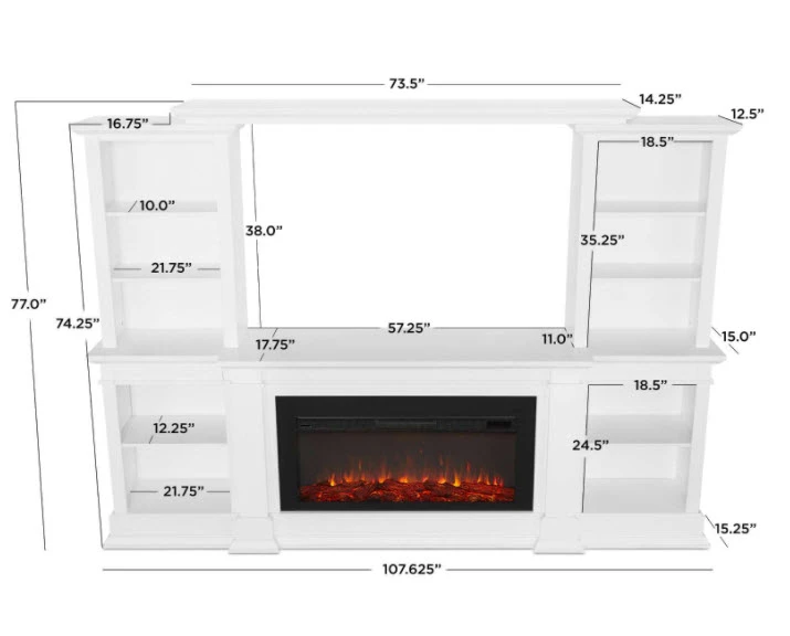 108" Monte Vista White TV Stand Electric Fireplace 3 108" Monte Vista White TV Stand Electric Fireplace - Image 3