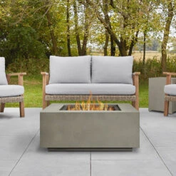 36" Aegean Mist Gray Square Propane Gas Outdoor Fire Table