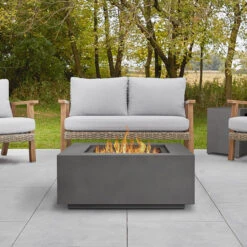 36" Aegean Weathered Slate Square Propane Gas Outdoor Fire Table