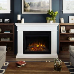 55.5" Centennial Real Flame White Electric Fireplace