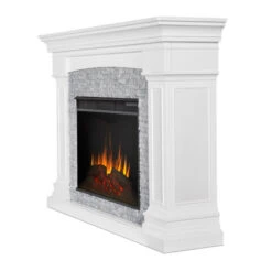 63" Deland Grand Real Flame White Electric Fireplace -Dimplex Shop wh2 01