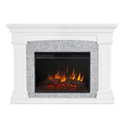 63" Deland Grand Real Flame White Electric Fireplace -Dimplex Shop wh4 01