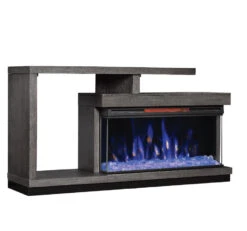 60" Wright Panorama Cambridge Oak Crystal Bed TV Stand Infrared Electric Fireplace